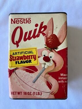 Vintage 1970's Nestle Strawberry Quik Tin Container